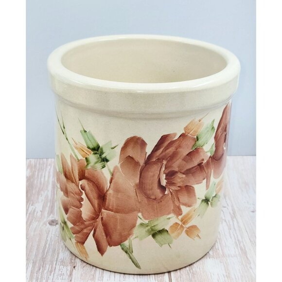 Ransbottom Floral Crock with Wooden lid - Picture 2 of 9